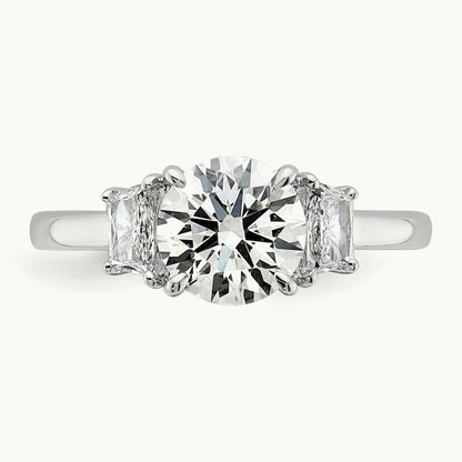Trapezoid Sidestones Engagement Ring, 0.25-3.75 ct tw Lab-Grown Diamond — 1 7/8 ct, VS (Best) · Certified, 14K White Gold