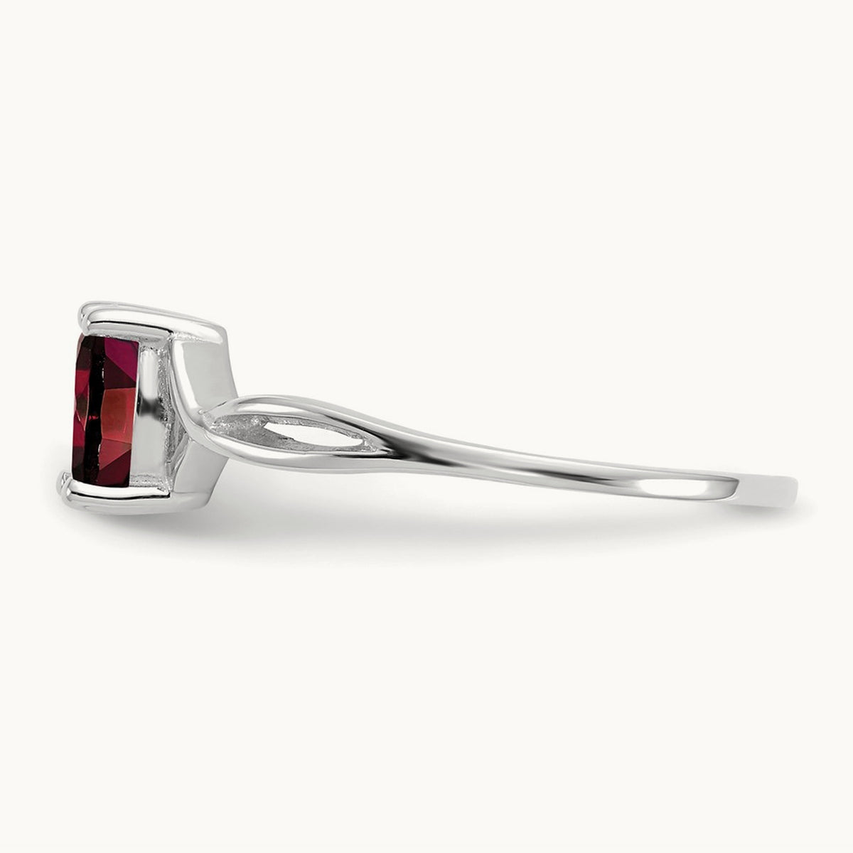 Garnet Birthstone Ring, 14K White Gold