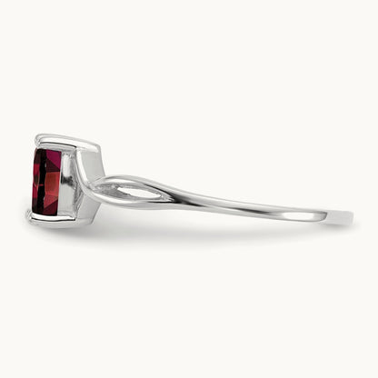Garnet Birthstone Ring, 14K White Gold