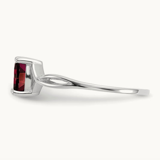 Garnet Birthstone Ring, 14K White Gold