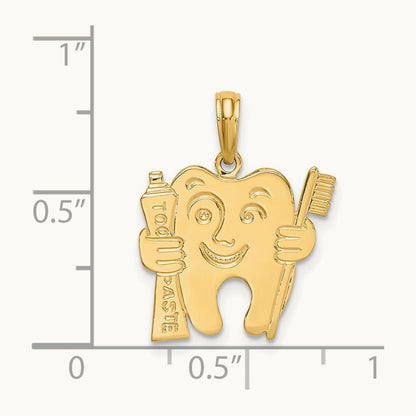 Polished Flat-Backed Dental Charm, 14K