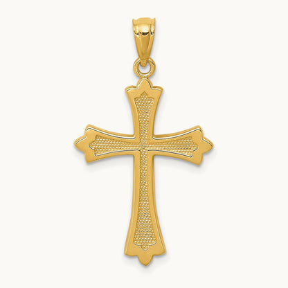 Fleur de Lis Cross Pendant, 14K