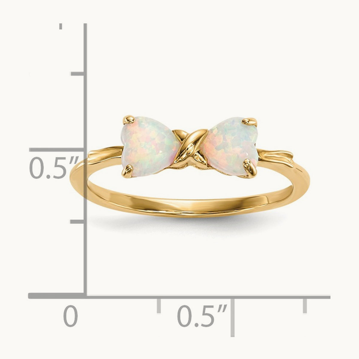 Polished Created Opal Bow Ring, 14K Gold