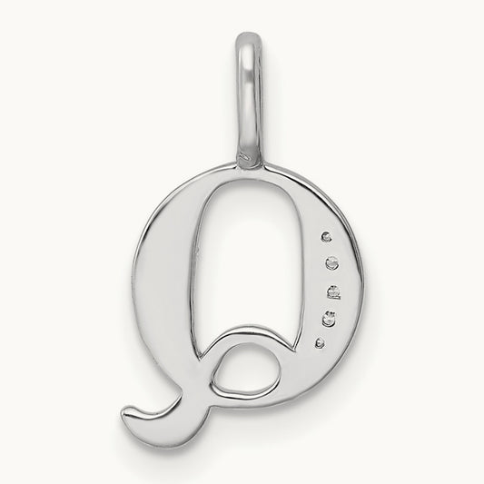 Diamond Letter Q Initial Pendant, 14K White Gold