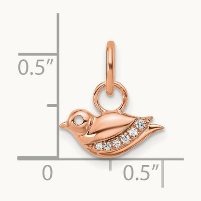 Polished Diamond Bird Charm, 14K Rose Gold