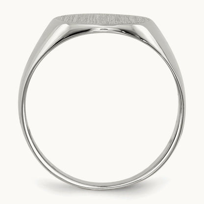 10.5x10. Closed Back Signet Ring, 5mm, 14K White Gold