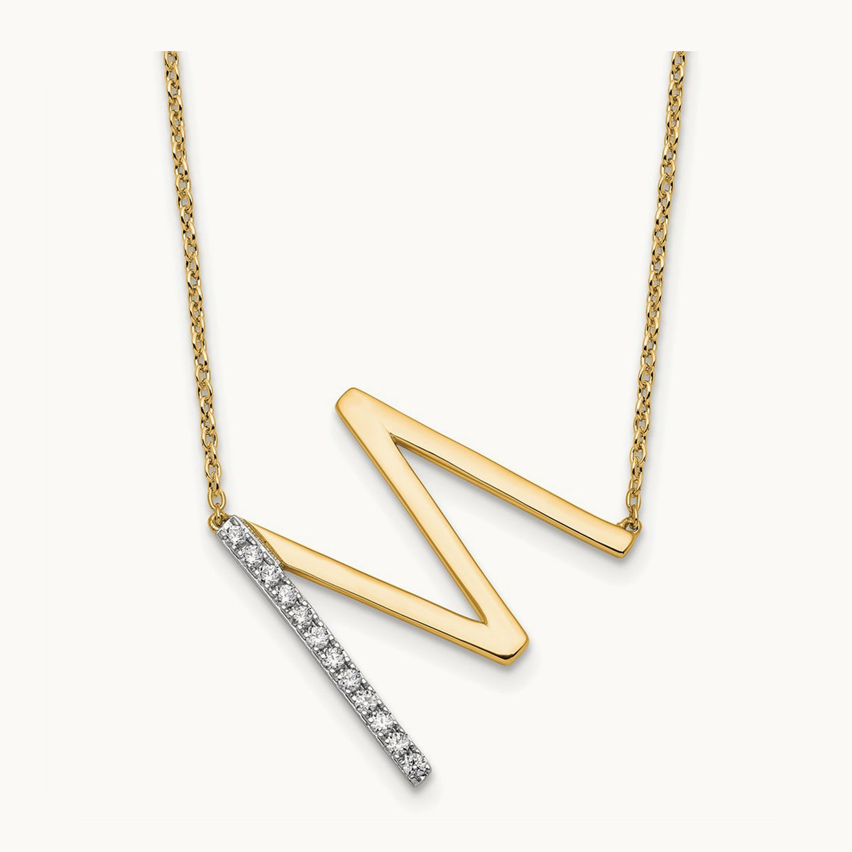 Sideways Diamond Necklace — 14K Yellow Gold, M
