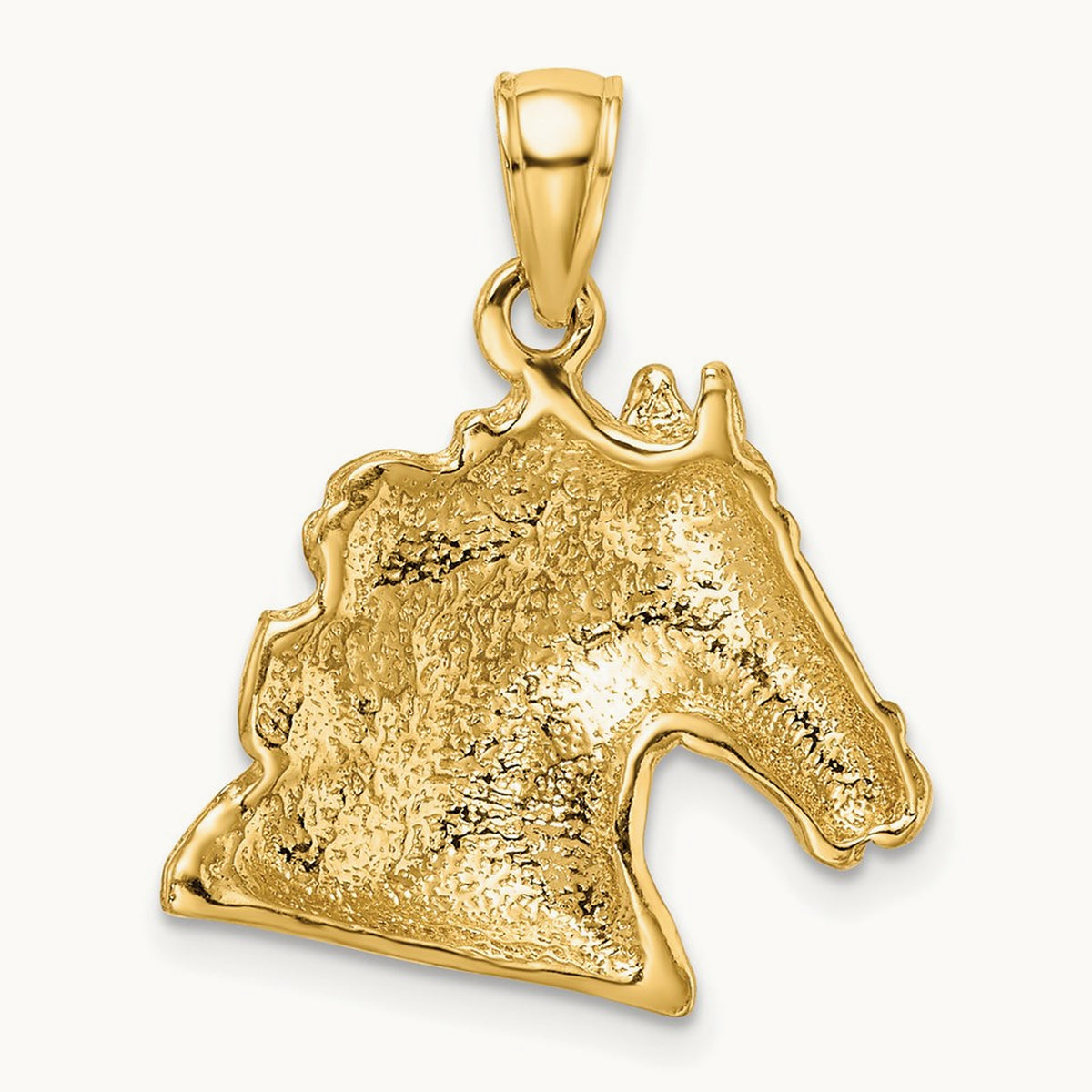 Textured Horse Head Charm, 14K