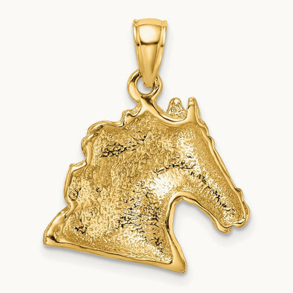 Textured Horse Head Charm, 14K