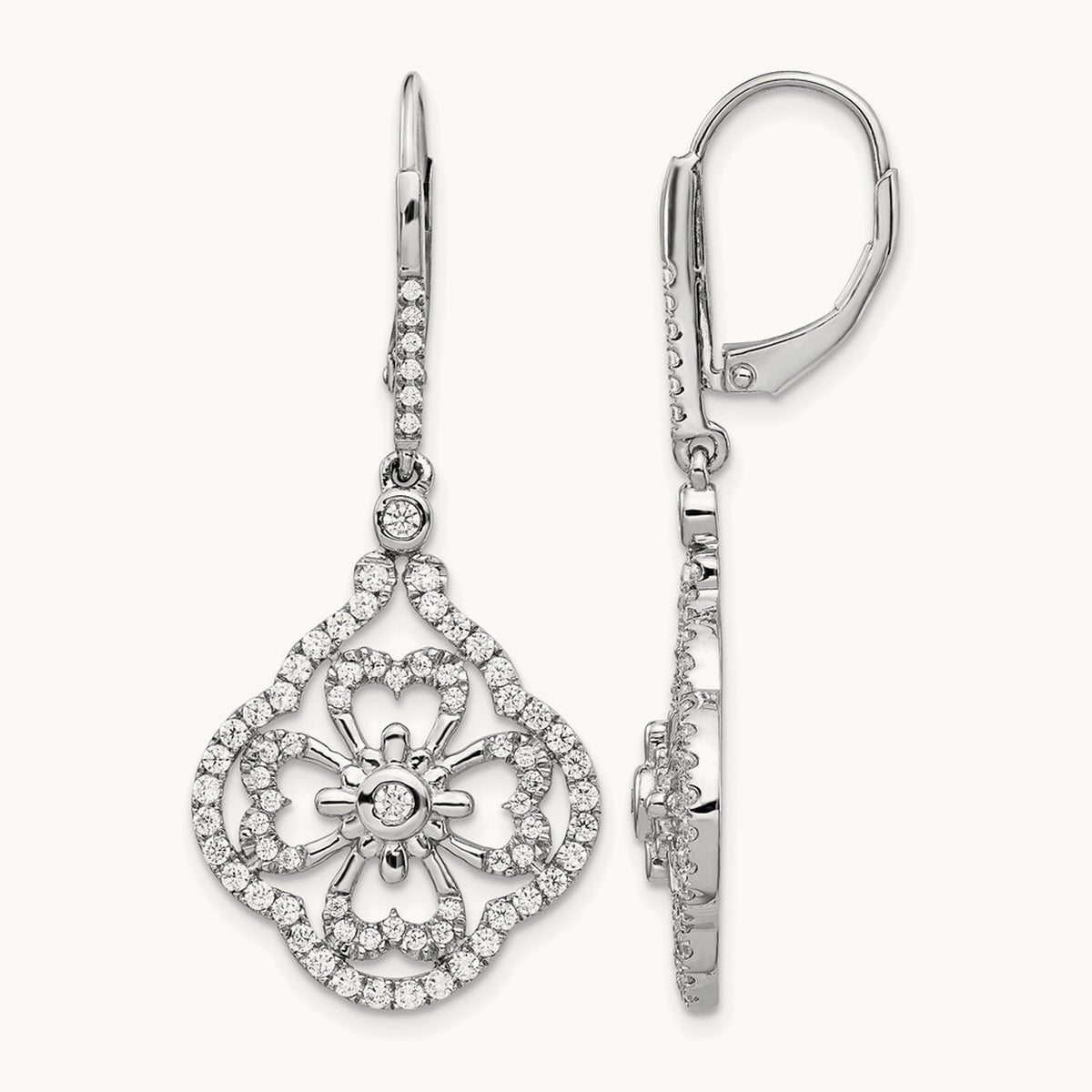 Diamond Fancy Leverback Earrings — 41mm