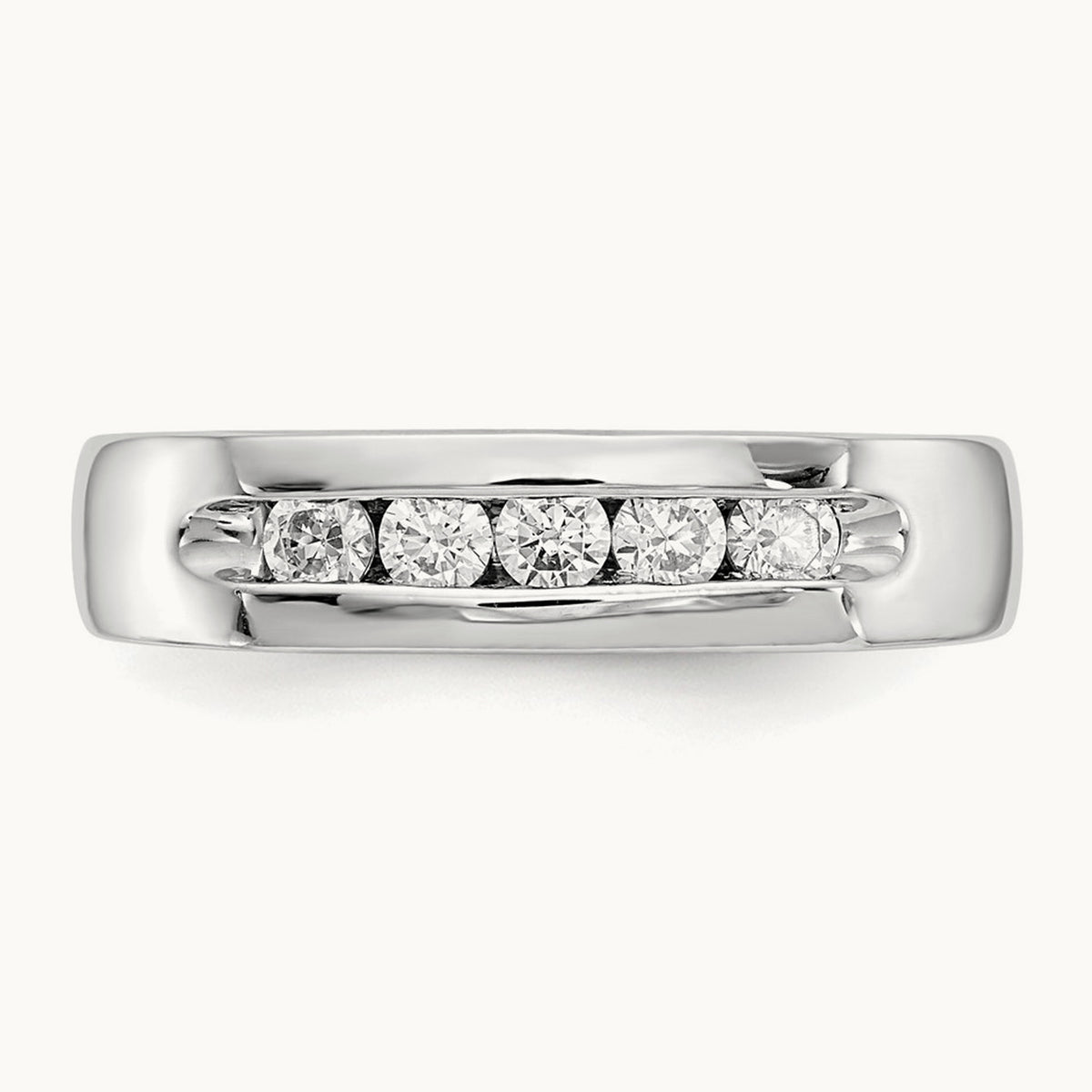 5-Stone Diamond Channel Band, 14K White Gold