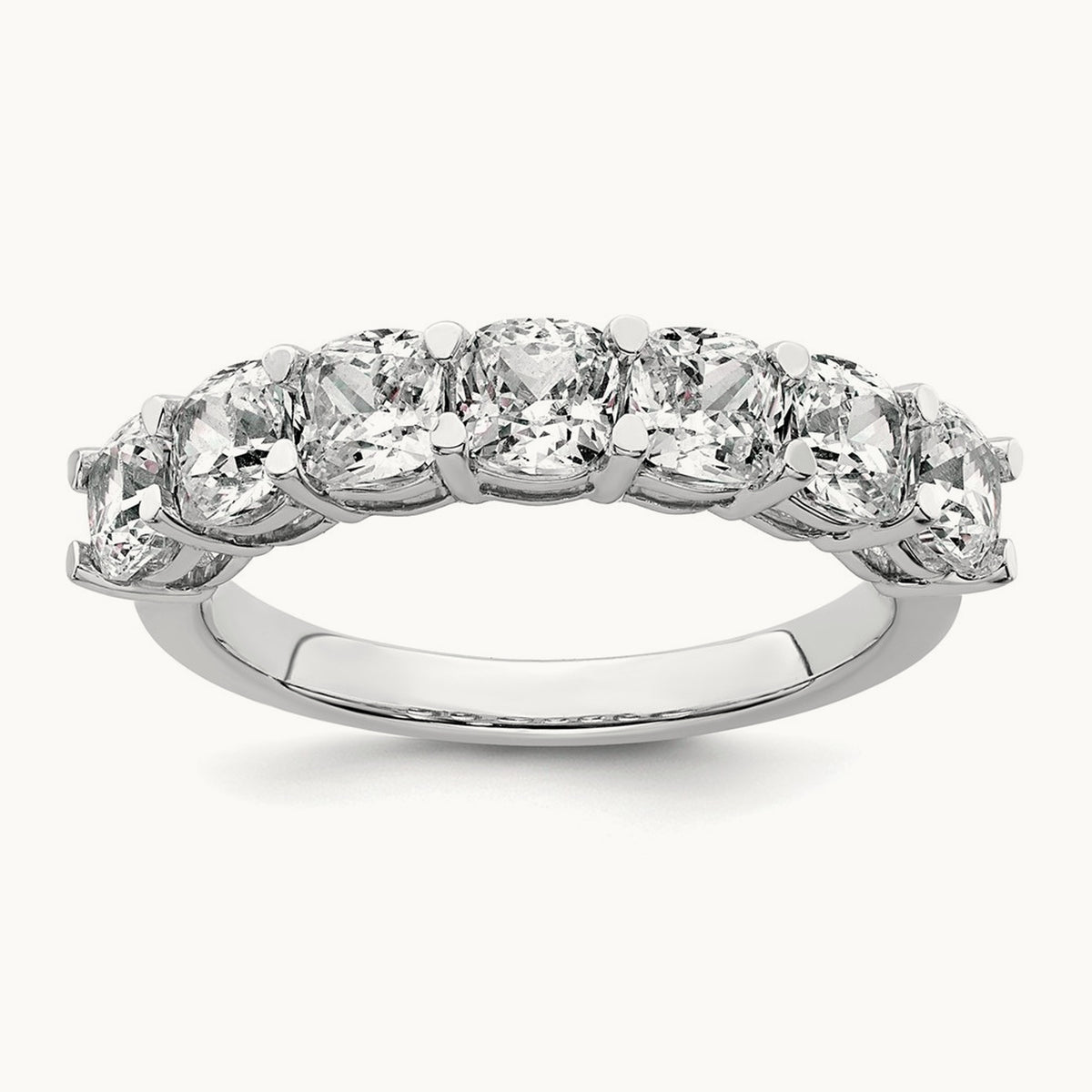 Cushion 7 Stone Band, 2.50 ct tw Lab-Grown Diamond — 14K White Gold