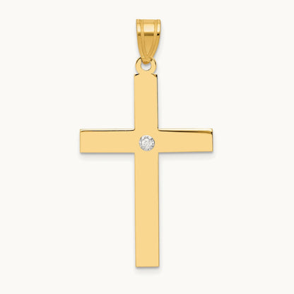Polished .02ct. Diamond Cross Pendant, 14K