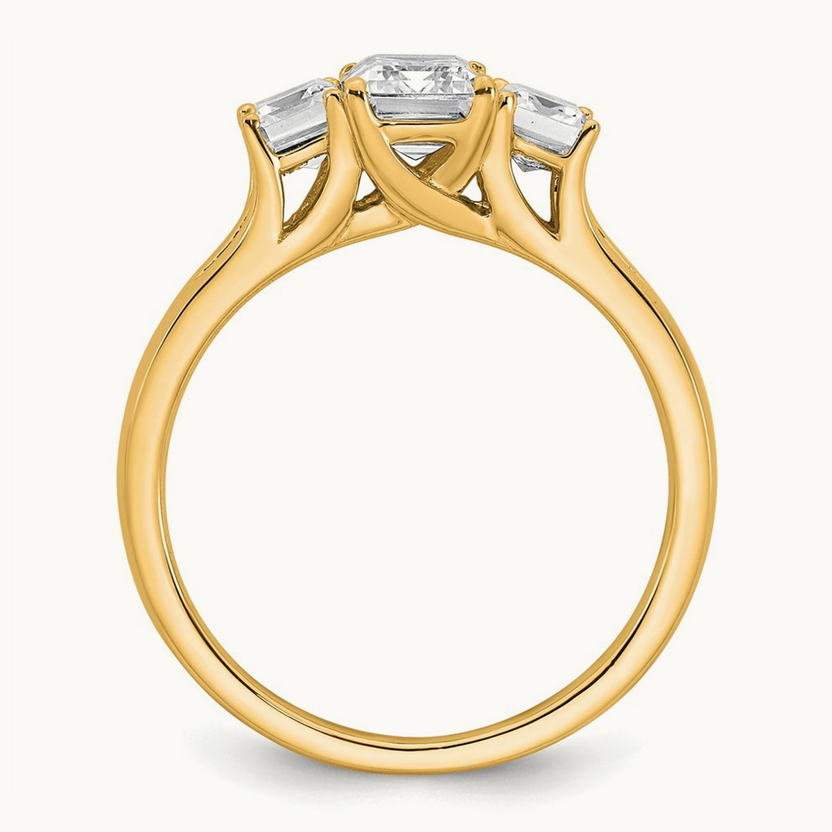 Emerald 3 Stone Engagement Ring, 1.50-3.25 ct tw Lab-Grown Diamond — 1 5/8 ct, 14K Yellow Gold