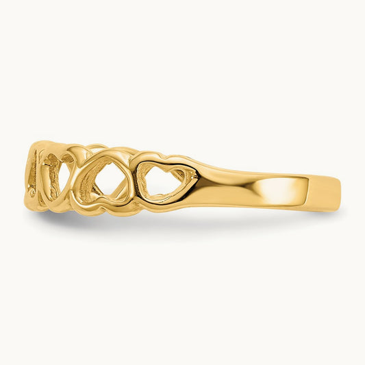 Polished Hearts Ring — 14K Yellow Gold
