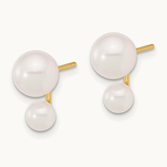 4- and 6-7mm White Akoya Cultured Pearl Post Earrings, 5mm, 14K