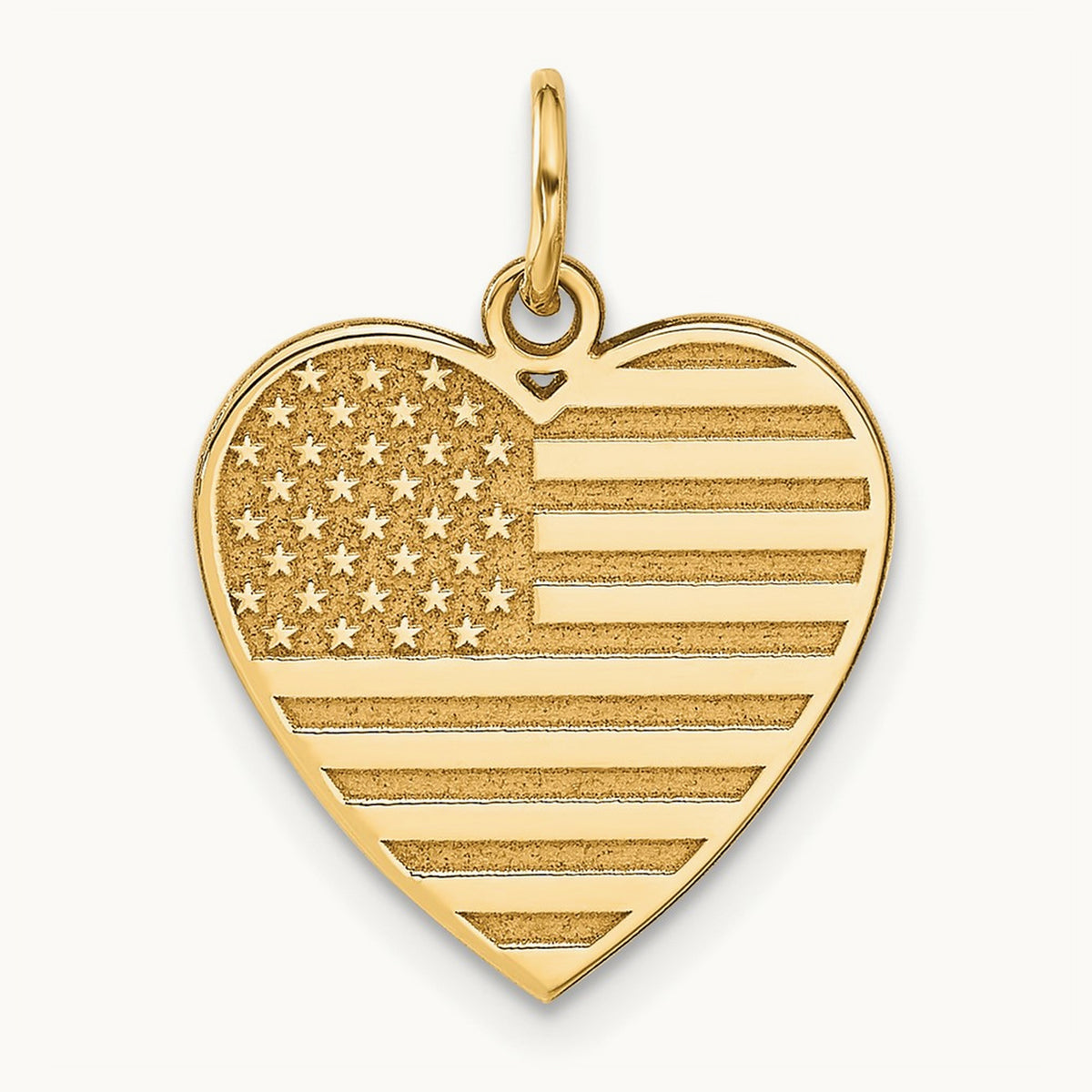 Flag Heart Charm, 14K