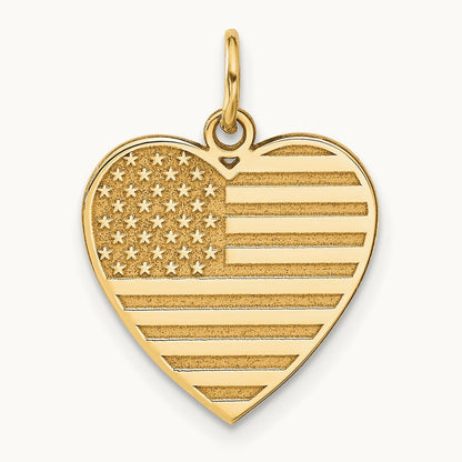 Flag Heart Charm, 14K