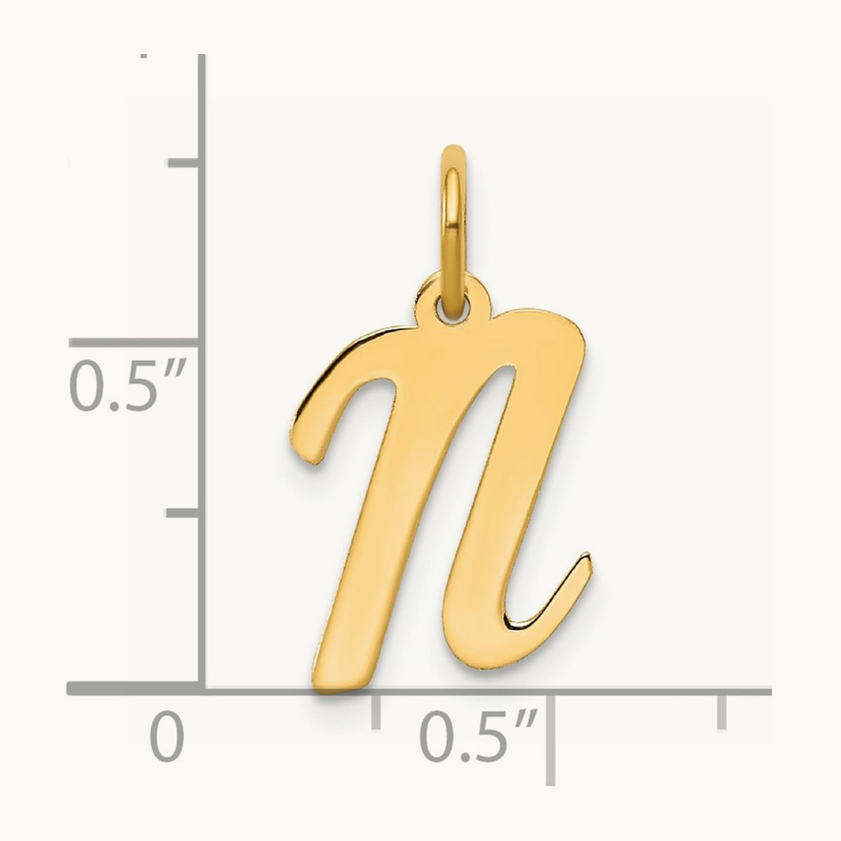 Medium Script Initial Charm — 14K Yellow Gold, N