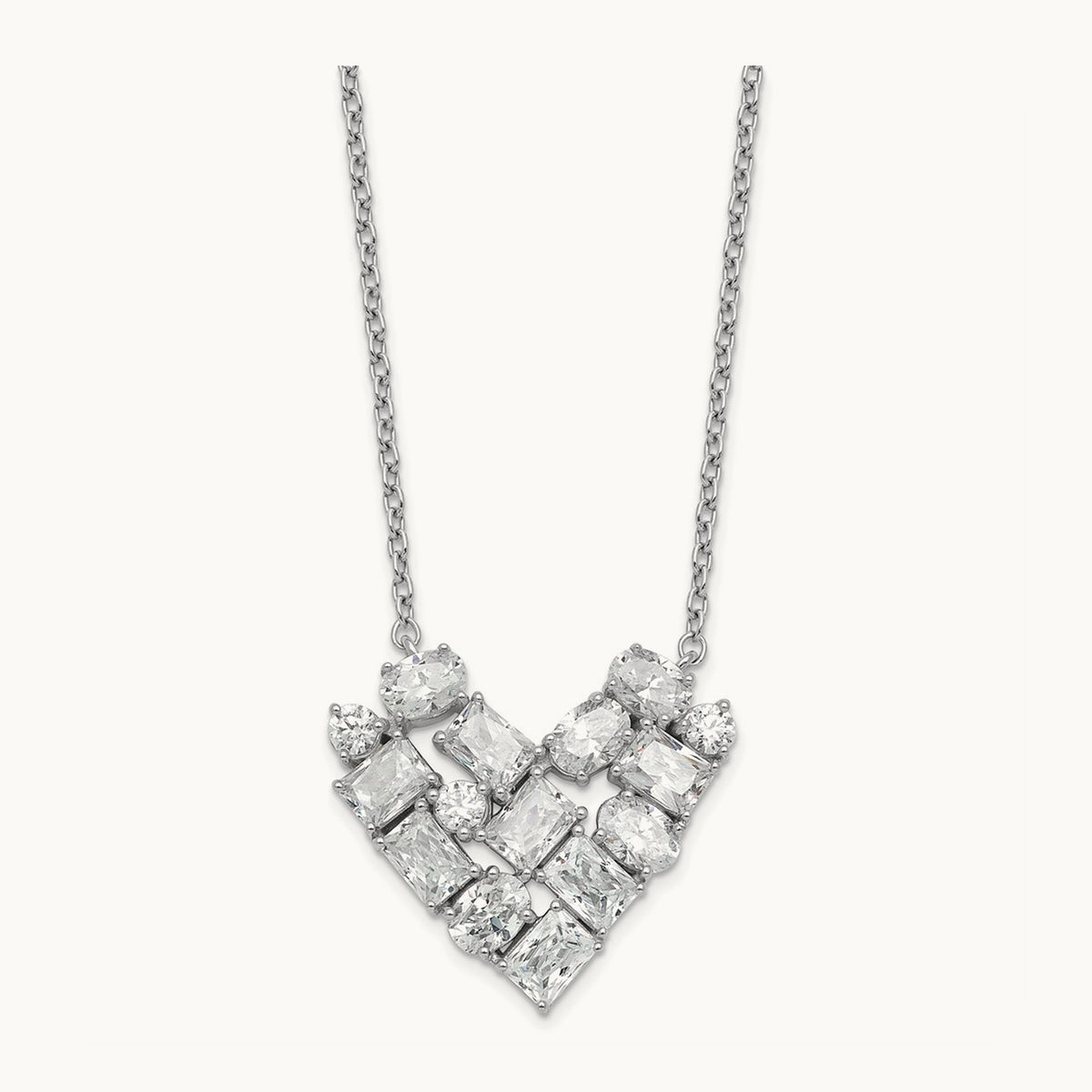 Cluster Heart Necklace, 1.25 ct tw Lab-Grown Diamond — 14K White Gold