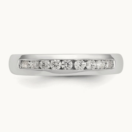 9-Stone Diamond Channel Band, 14K White Gold