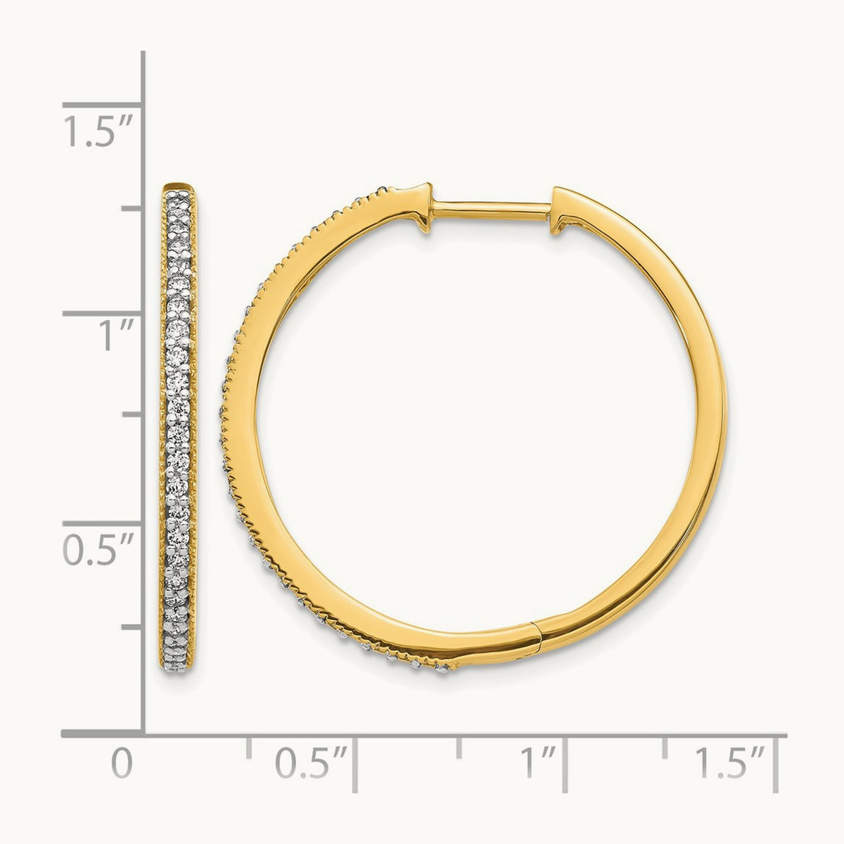 Diamond Milgrain Hinged Hoop Earrings, 14K Yellow Gold