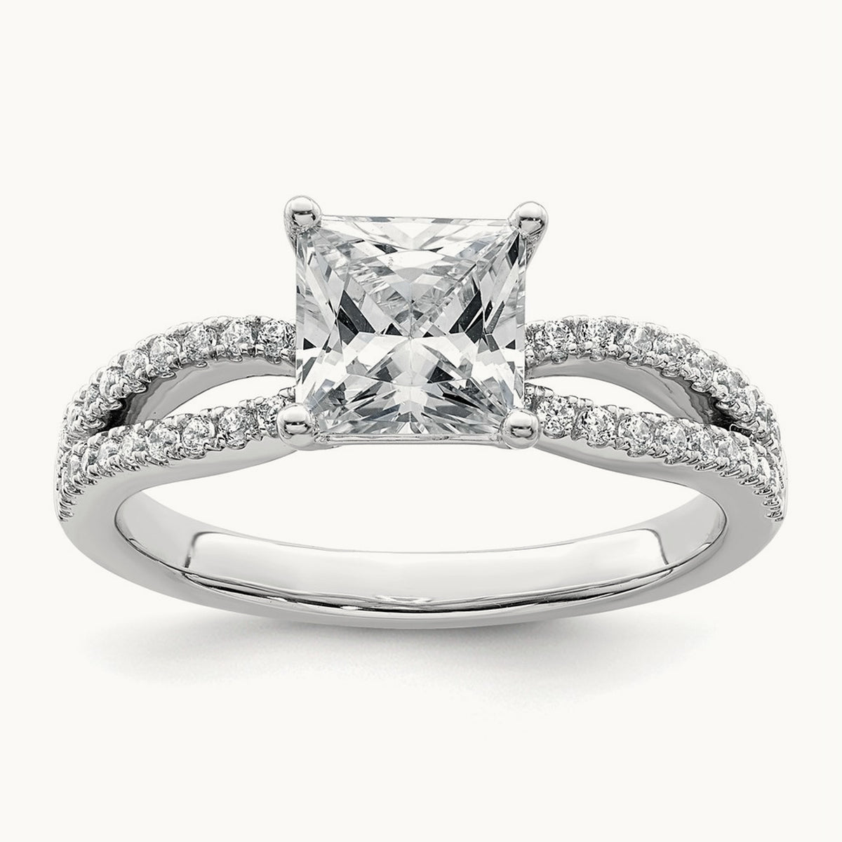 Princess Engagement Ring, 1.25-2.75 ct tw Lab-Grown Diamond — 1 3/4 ct, 14K White Gold