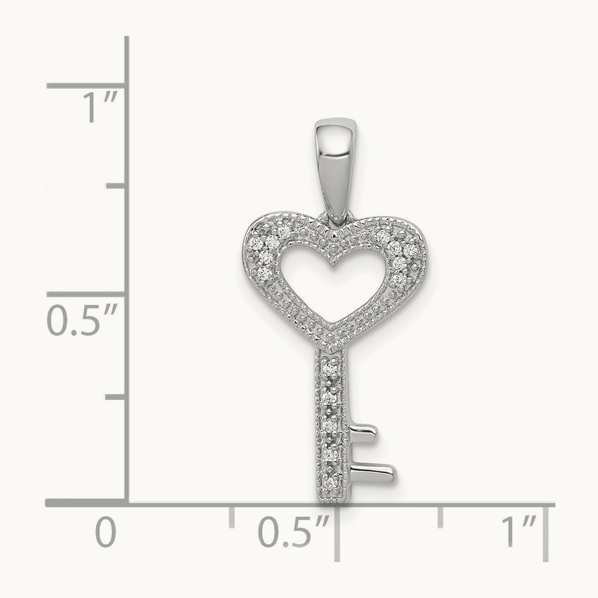 Diamond Heart Key Pendant — 22mm