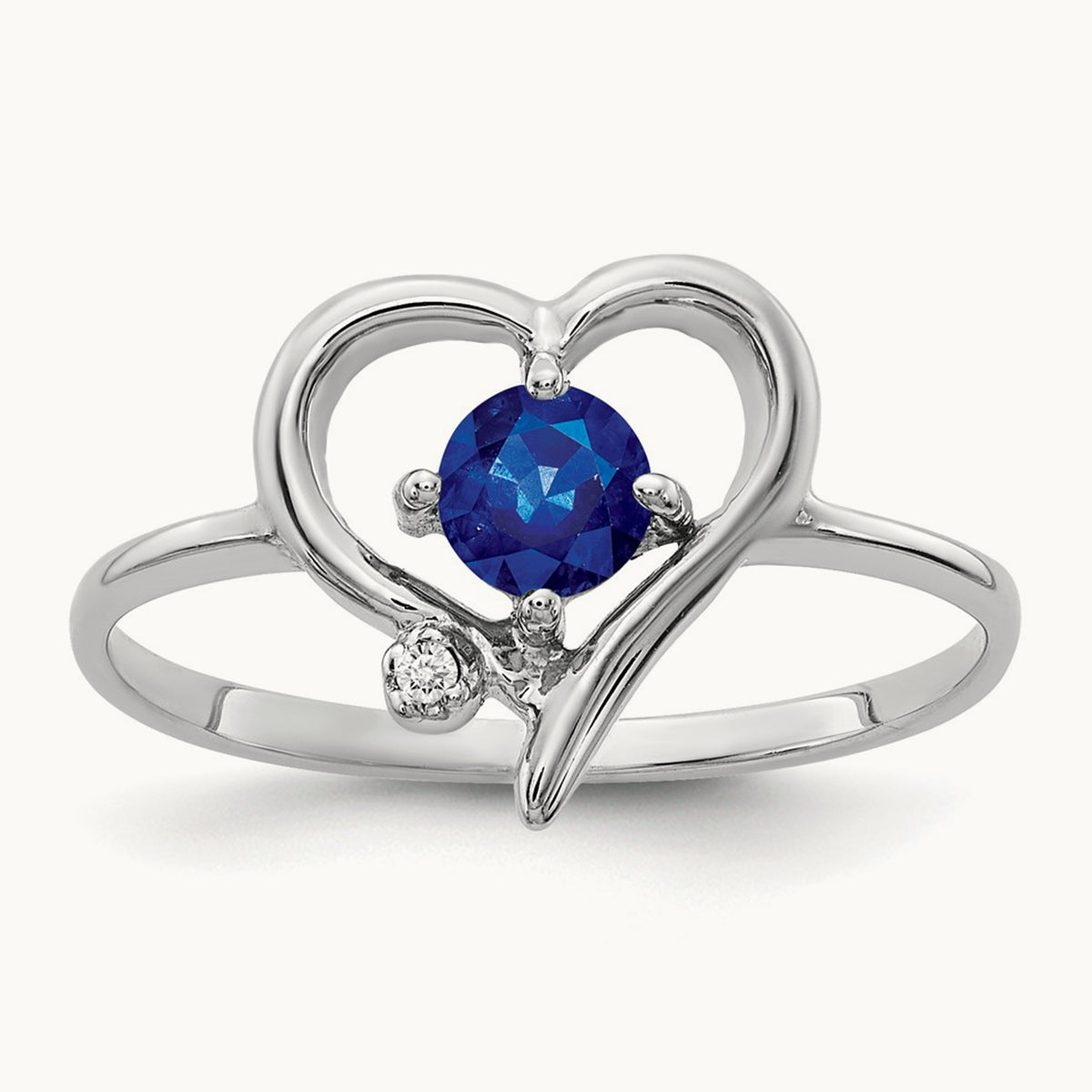 Sapphire AA Diamond ring, 4mm, 14K White Gold