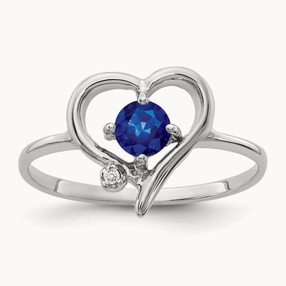 Sapphire AA Diamond ring, 4mm, 14K White Gold