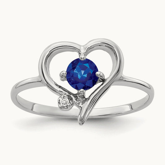 Sapphire AA Diamond ring, 4mm, 14K White Gold