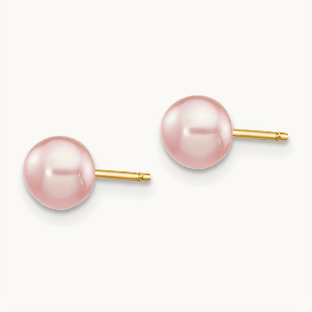 Button Freshwater Cultured Pearl Stud Post Earrings — 14K Yellow Gold