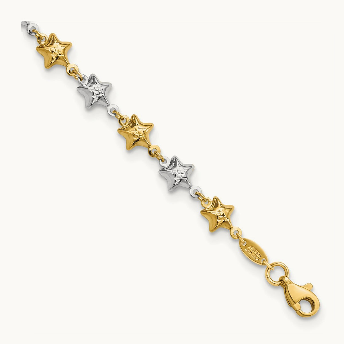 Puffed Star Bracelet, 14K Two-tone