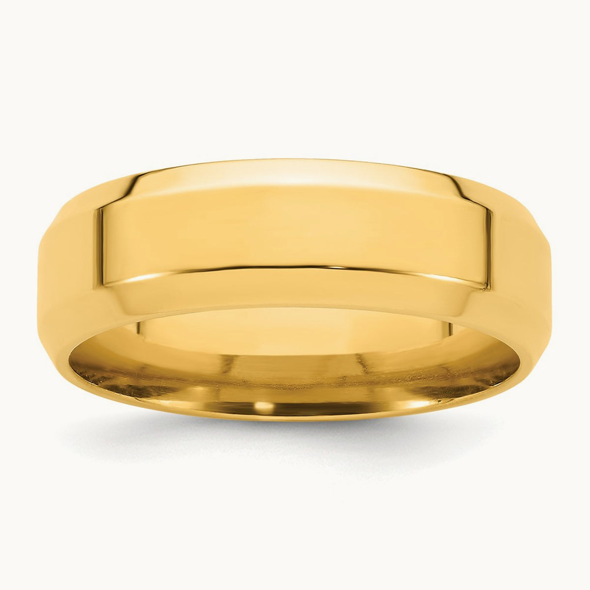 Bevel Edge Comfort Fit Band — 14K Yellow Gold, 7mm