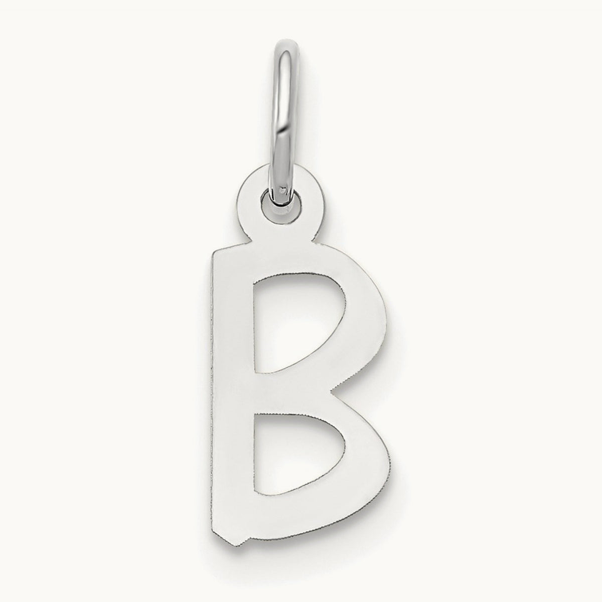Small Slanted Block Initial Charm — 14K White Gold, B