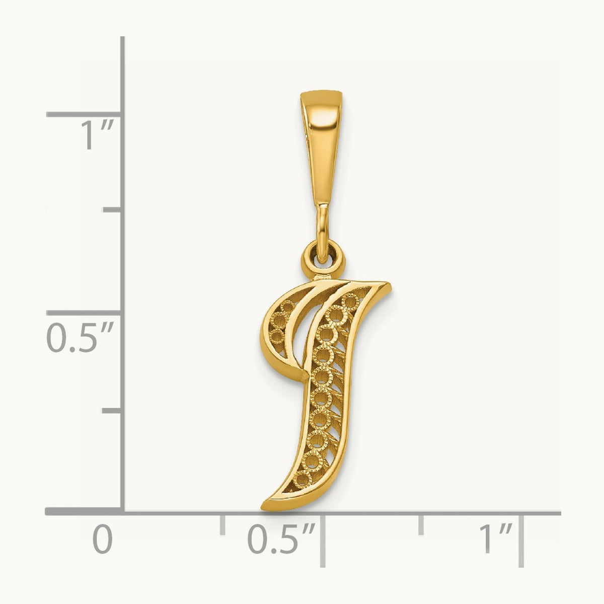 Polished Script Filigree Initial Pendant — I