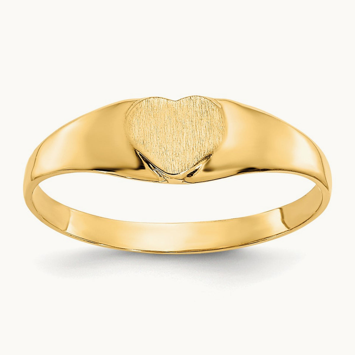 Satin Baby Heart Signet Ring, 14K