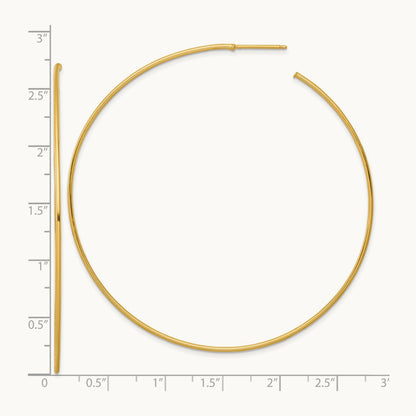 1.2 x Polished Post Hoop Earrings, 70mm, 14K