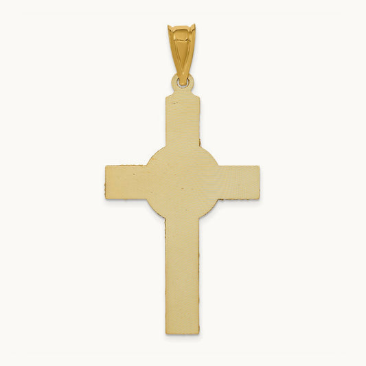 w/Rose and White Rhodium Iona Crucifix Cross Pendant, 14K