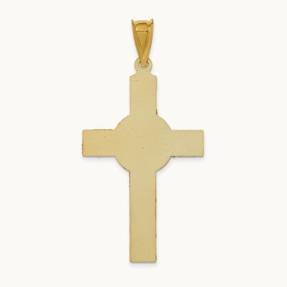 w/Rose and White Rhodium Iona Crucifix Cross Pendant, 14K