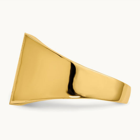 12.0x13. Closed Back Mens Signet Ring, 0mm, 14K
