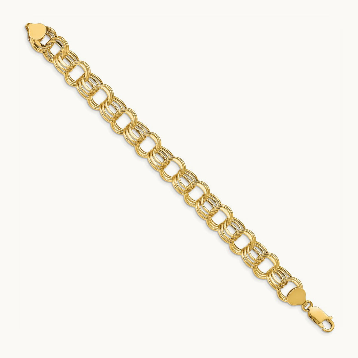 Lite Triple Link Charm Bracelet — 14K Yellow Gold, 11mm