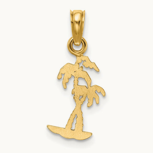 Texture Mini Double Palm Trees Charm, 14K