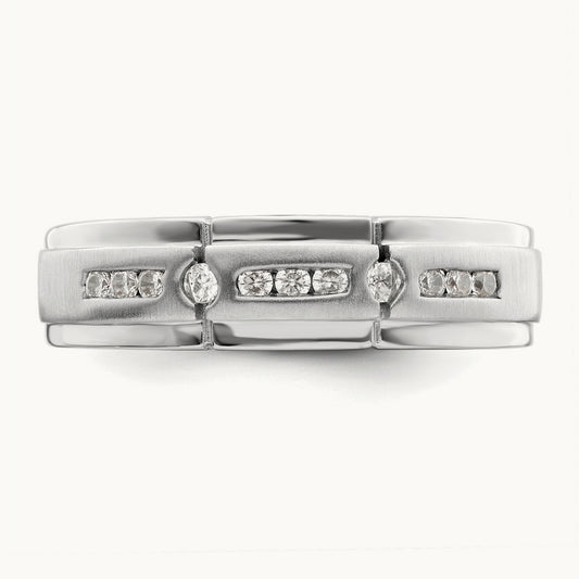 Satin and Polished Men's Ring, 0.25 ct tw