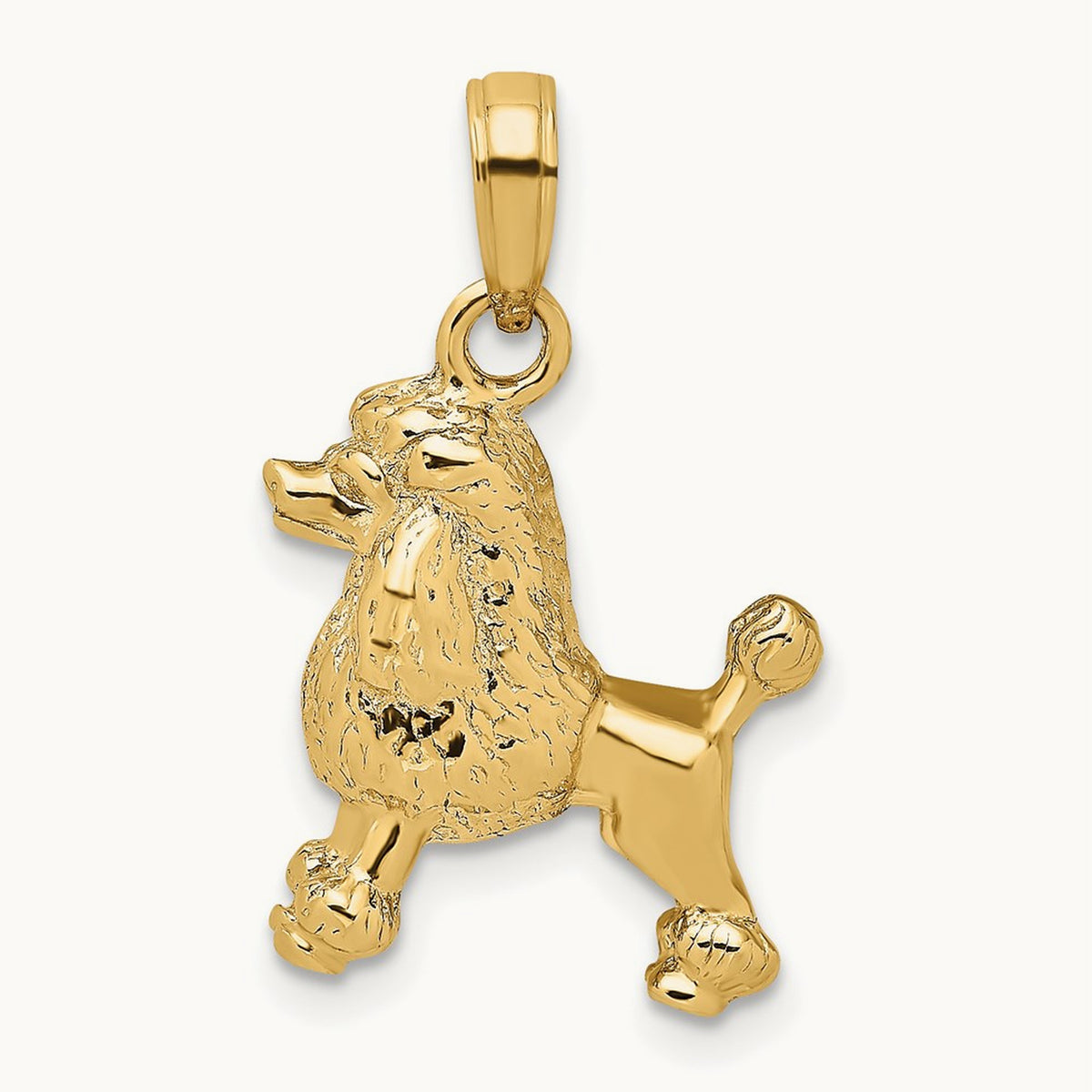 3-D Poodle Dog Charm, 14K