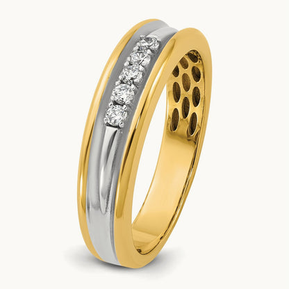 Setting: IB Goodman Men's Polished 5-Stone Diamond Ring Mounting, 14K Gold — 14K Yellow Gold