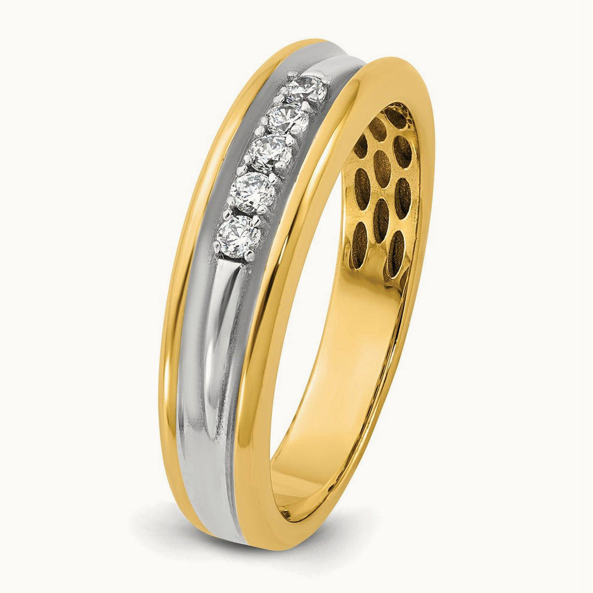 Setting: IB Goodman Men's Polished 5-Stone Diamond Ring Mounting, 14K Gold — 14K Yellow Gold