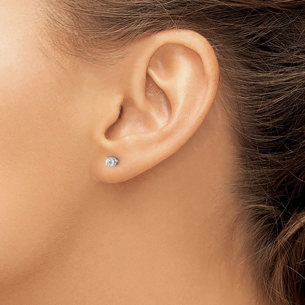 Round Diamond Stud Earrings — 14K White Gold, 0.21 ct tw, I1 J-K · push back
