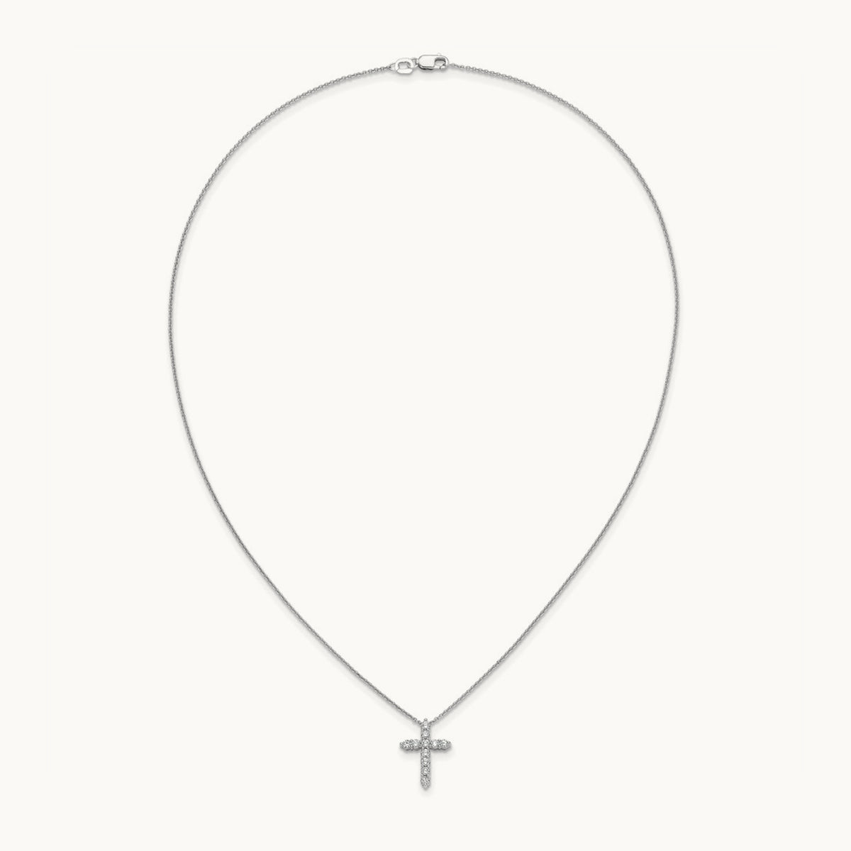 1/2ct Lab Grown Diamond VS/SI+ G+ Comp 18in Cross Pendant Necklace, 14K White Gold