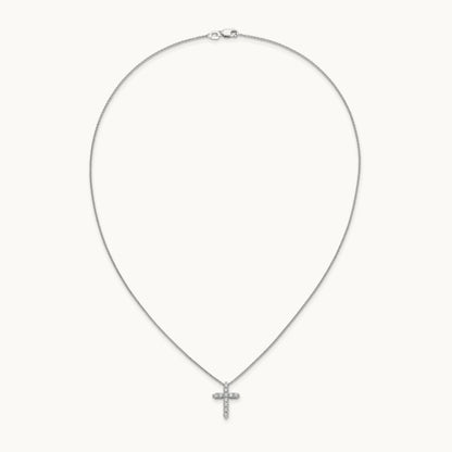 1/2ct Lab Grown Diamond VS/SI+ G+ Comp 18in Cross Pendant Necklace, 14K White Gold